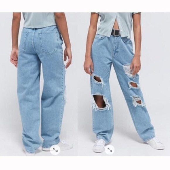 BDG | Women's High-Waisted Baggy Jean Destroyed Light Wash - Size 25 - Picture 1 of 11